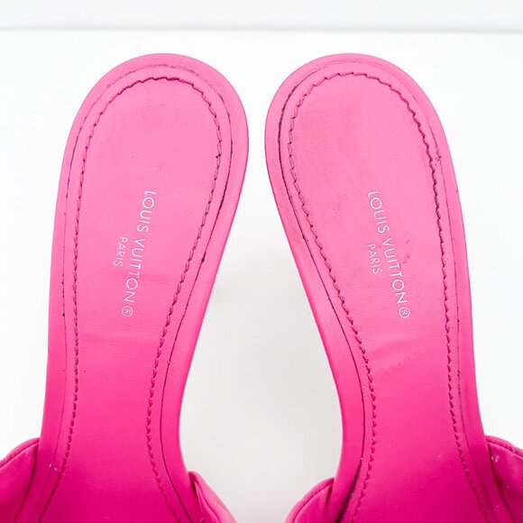 Louis Vuitton Revival Mule Monogram Pink Heel Padded Heels Sandals - Picture 8 of 16
